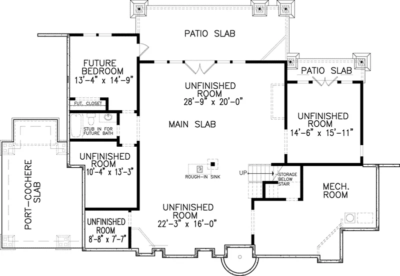 Mountain House Plan Lower Level Floor - Farris Hollow European Home 056D-0078 - Search House Plans and More