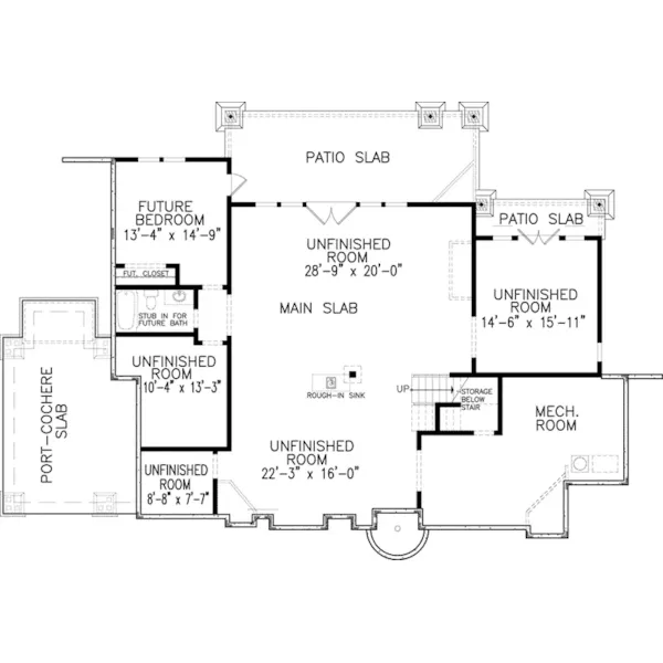 Mountain House Plan Lower Level Floor - Farris Hollow European Home 056D-0078 - Search House Plans and More