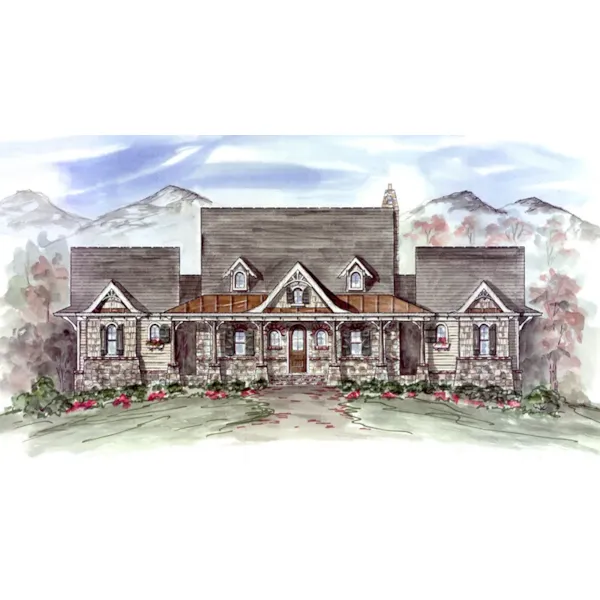 Mountain House Plan Front of Home - Abel Peak Rustic Home 056D-0079 - Shop House Plans and More