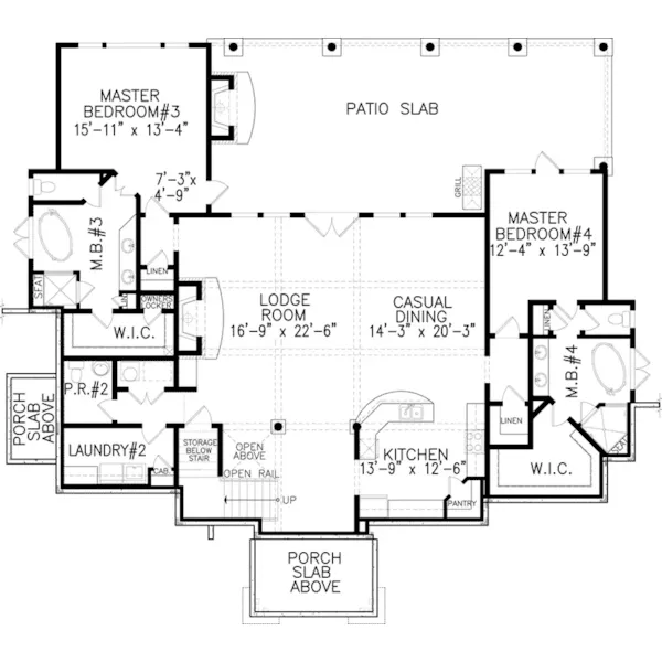 Mountain House Plan First Floor - Gwynn Rustic European Home 056D-0080 - Shop House Plans and More