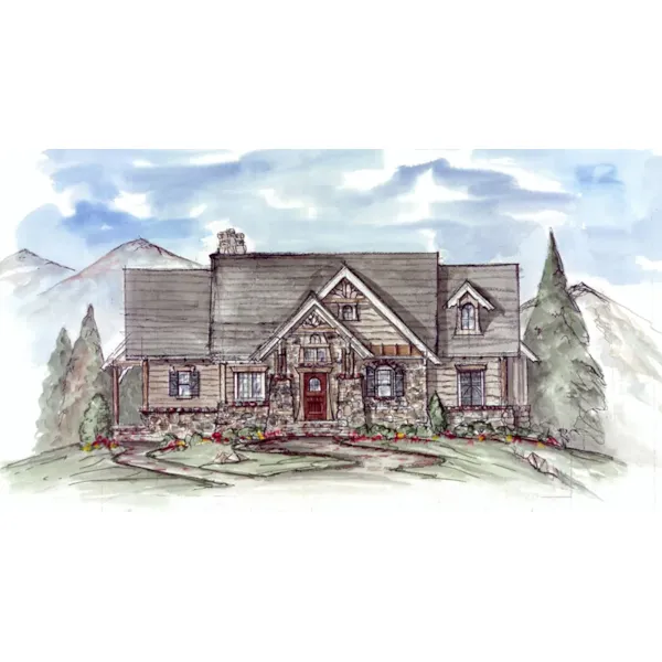 Mountain House Plan Front of Home - Gwynn Rustic European Home 056D-0080 - Shop House Plans and More