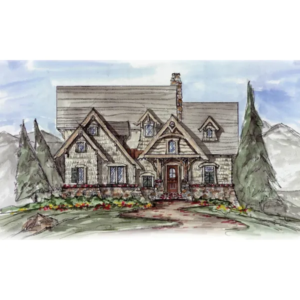 Cabin & Cottage House Plan Front of Home - Latrell Rustic Craftsman Home 056D-0082 - Shop House Plans and More