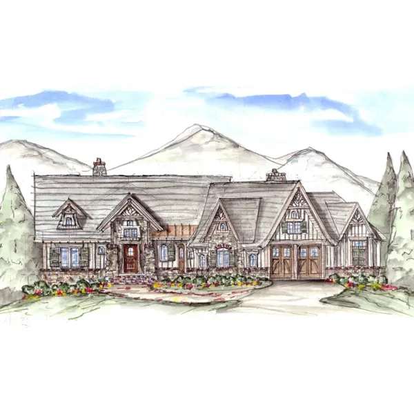 Mountain House Plan Front of Home - Mayshire Rustic European Home 056D-0083 - Shop House Plans and More