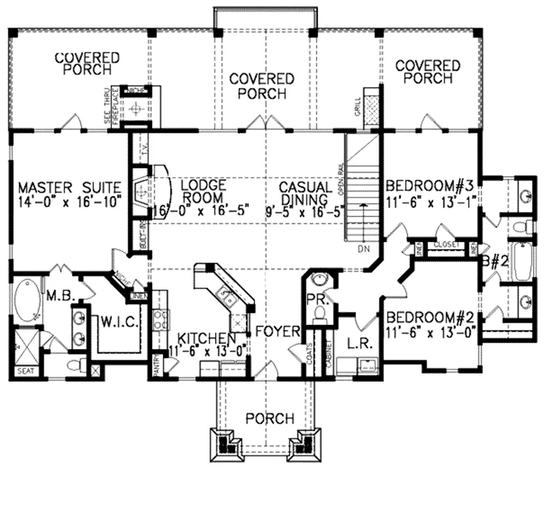Ranch House Plan First Floor - Gretchen Creek Craftsman Home 056D-0086 - Search House Plans and More