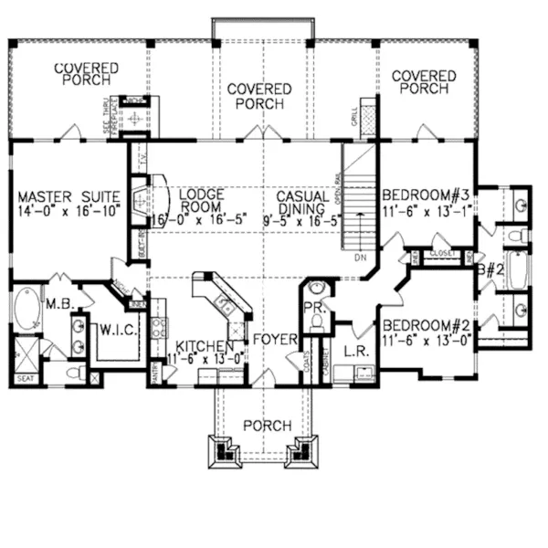 Country House Plan First Floor - Gretchen Creek Craftsman Home 056D-0086 - Search House Plans and More