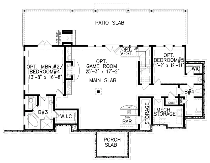 Country House Plan Lower Level Floor - Gretchen Creek Craftsman Home 056D-0086 - Search House Plans and More