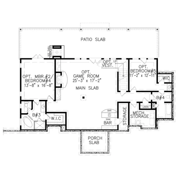 Mountain House Plan Lower Level Floor - Gretchen Creek Craftsman Home 056D-0086 - Search House Plans and More