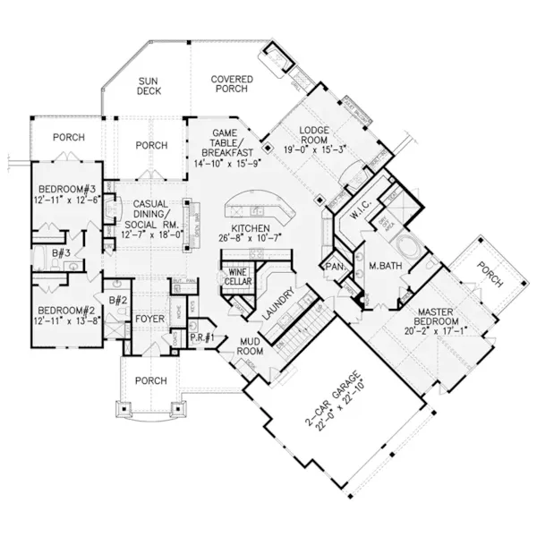 Rustic House Plan First Floor - Ivers Path Craftsman Home 056D-0087 - Search House Plans and More