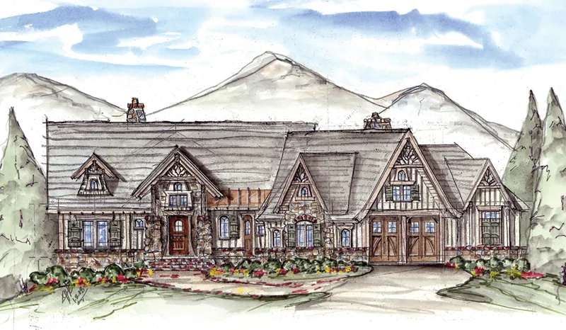 Mountain House Plan Front of Home - Ivers Path Craftsman Home 056D-0087 - Search House Plans and More