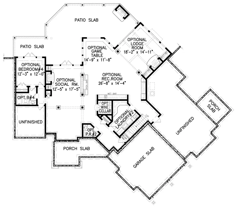 Mountain House Plan Lower Level Floor - Ivers Path Craftsman Home 056D-0087 - Search House Plans and More