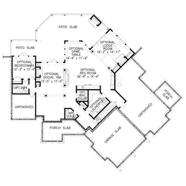 Mountain House Plan Lower Level Floor - Ivers Path Craftsman Home 056D-0087 - Search House Plans and More