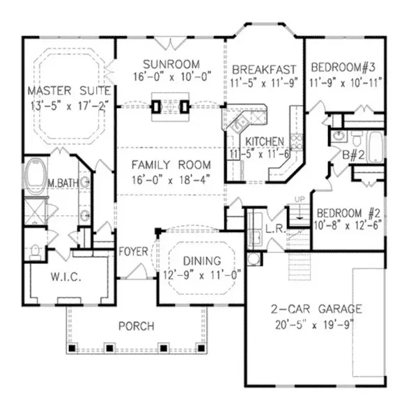 Traditional House Plan First Floor - Sunshine Ridge Ranch Home 056D-0089 - Shop House Plans and More