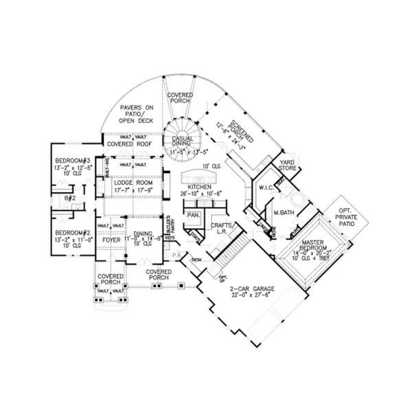 Traditional House Plan First Floor - Carterboro Craftsman Home 056D-0090 - Shop House Plans and More