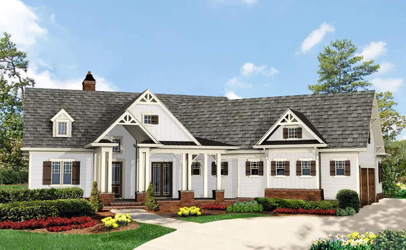 Arts & Crafts House Plan Front of Home - 056D-0090 - Shop House Plans and More