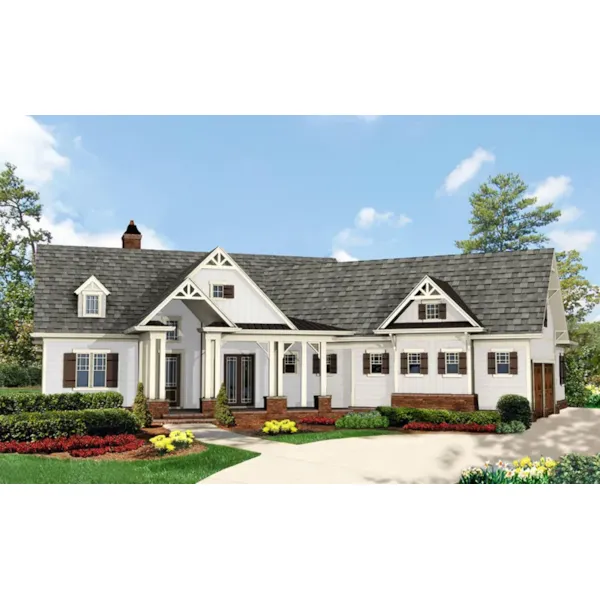 Traditional House Plan Front of Home - Carterboro Craftsman Home 056D-0090 - Shop House Plans and More