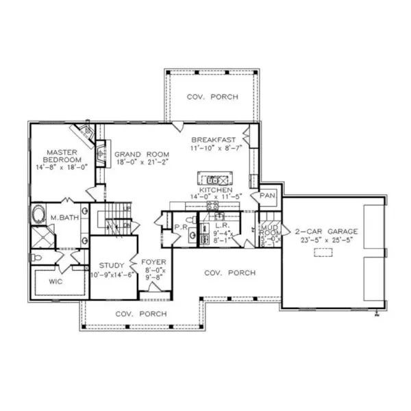 Farmhouse Plan First Floor - Crossridge Modern Farmhouse 056D-0091 - Shop House Plans and More