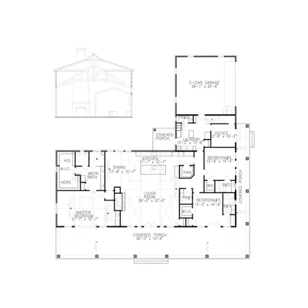 Modern Farmhouse Plan First Floor - Hobson Lane Modern Farmhouse 056D-0092 - Shop House Plans and More