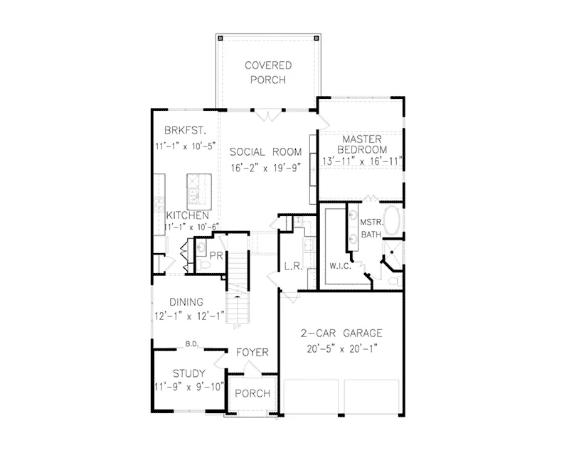English Cottage House Plan First Floor - 056D-0094 - Shop House Plans and More