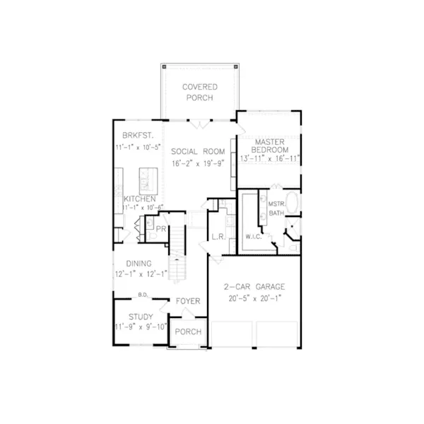 Tudor House Plan First Floor - Kessner European Home 056D-0094 - Shop House Plans and More