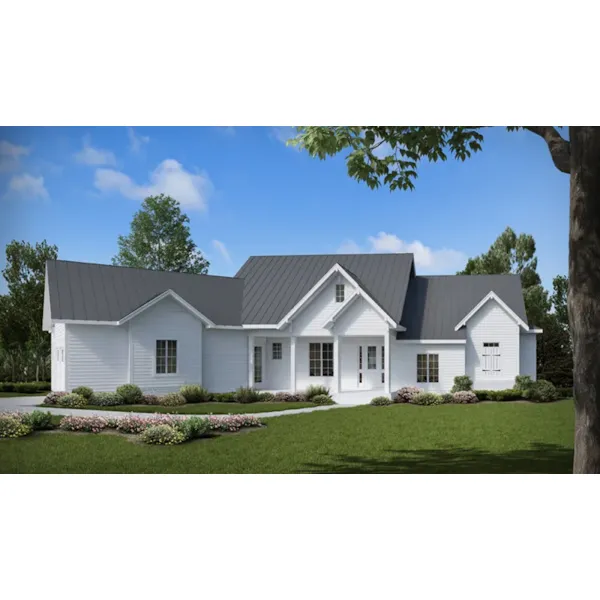 Farmhouse Plan Front of Home - Kentucky Bend Modern Farmhouse 056D-0095 - Shop House Plans and More