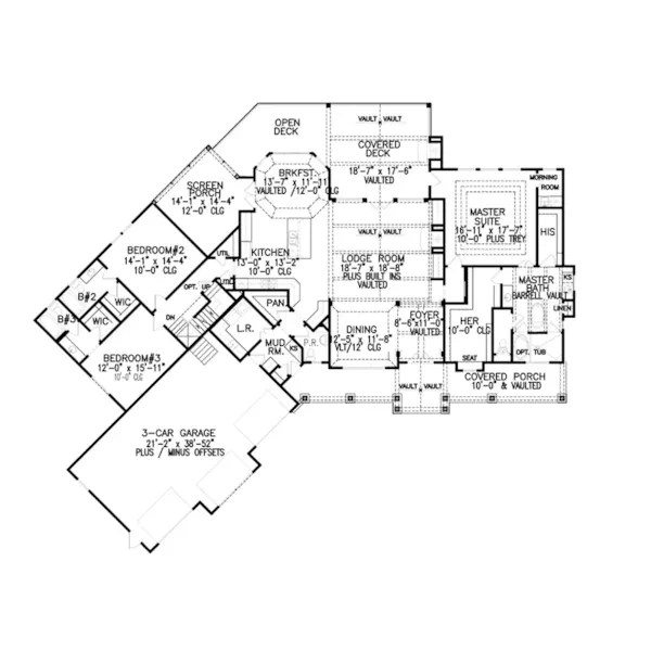 Shingle House Plan First Floor - Simpson Lake Craftsman Home 056D-0097 - Shop House Plans and More