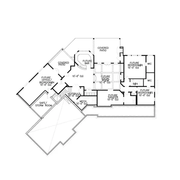 Shingle House Plan Lower Level Floor - Simpson Lake Craftsman Home 056D-0097 - Shop House Plans and More