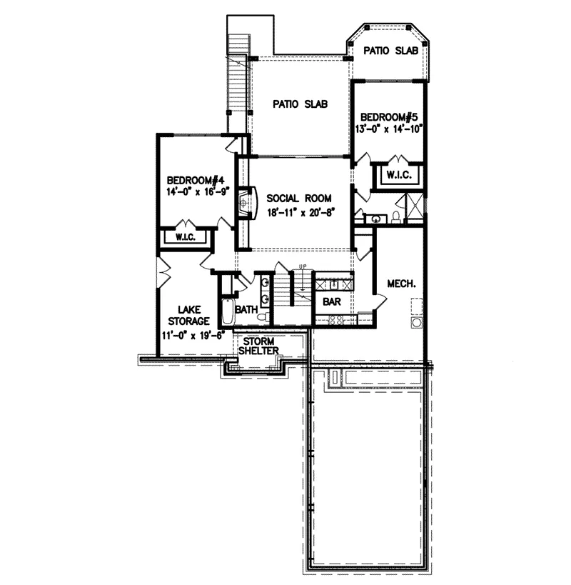 Farmhouse Plan Lower Level Floor - Lampshire European Farmhouse 056D-0100 - Shop House Plans and More