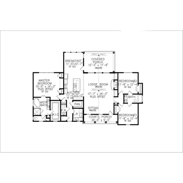 Ranch House Plan First Floor - Cayden Modern Farmhouse 056D-0104 - Shop House Plans and More