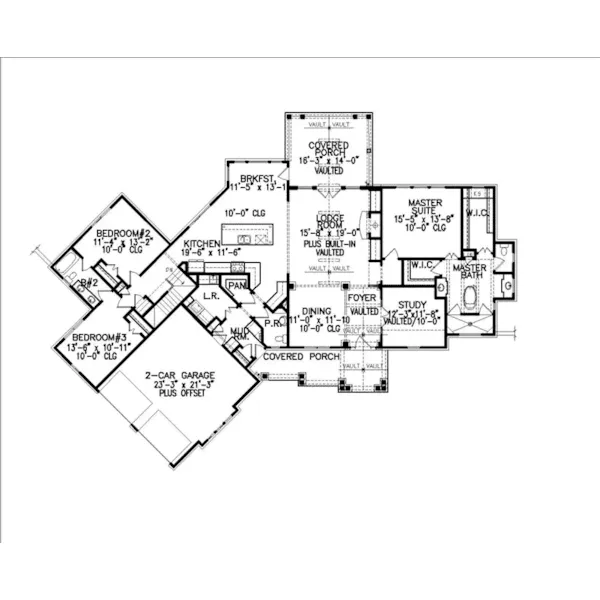 Shingle House Plan First Floor - Bernstein Craftsman Home 056D-0105 - Shop House Plans and More