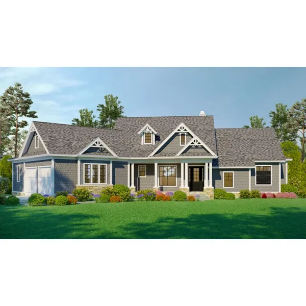 Shingle House Plan Front of Home - Bernstein Craftsman Home 056D-0105 - Shop House Plans and More