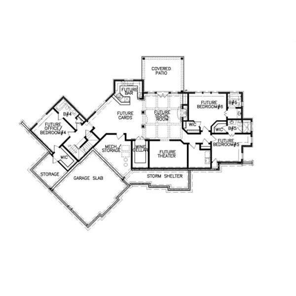 Shingle House Plan Lower Level Floor - Bernstein Craftsman Home 056D-0105 - Shop House Plans and More