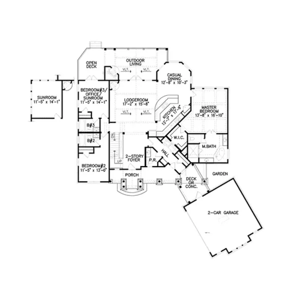 Arts & Crafts House Plan First Floor - Tennyson Mill European Home 056D-0109 - Shop House Plans and More