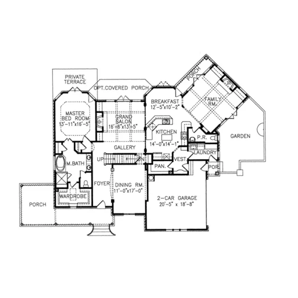 Arts & Crafts House Plan First Floor - Freeman Falls Country Home 056D-0112 - Shop House Plans and More