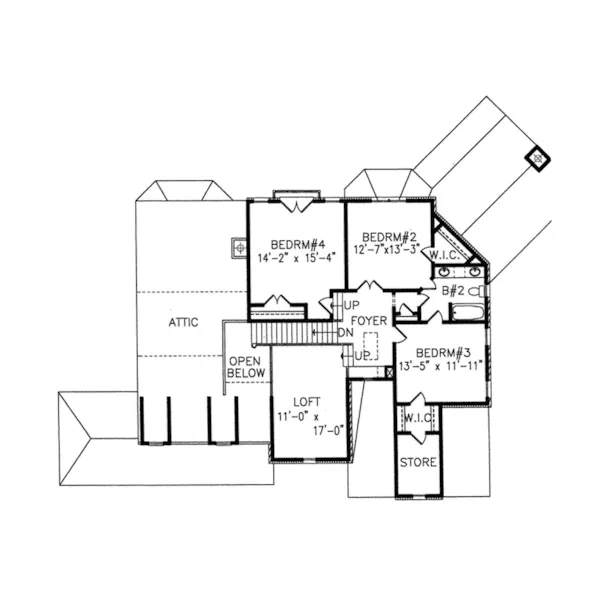 Arts & Crafts House Plan Second Floor - Freeman Falls Country Home 056D-0112 - Shop House Plans and More