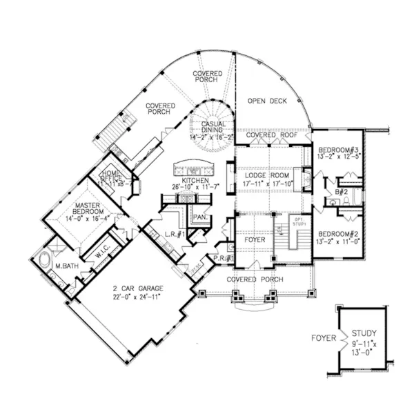 Country House Plan First Floor - Donley Rustic Home 056D-0115 - Shop House Plans and More