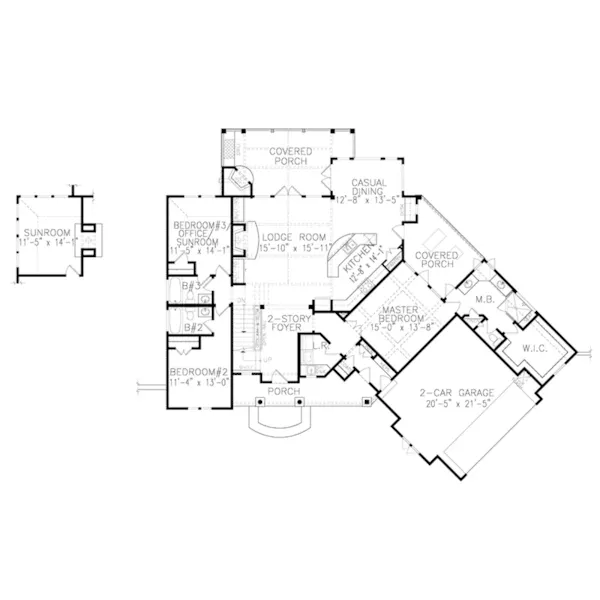 Rustic House Plan First Floor - Buck Creek Rustic Home 056D-0117 - Shop House Plans and More