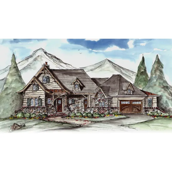 Rustic House Plan Front of Home - Buck Creek Rustic Home 056D-0117 - Shop House Plans and More