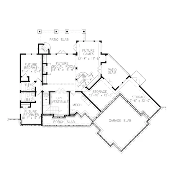 Rustic House Plan Lower Level Floor - Buck Creek Rustic Home 056D-0117 - Shop House Plans and More