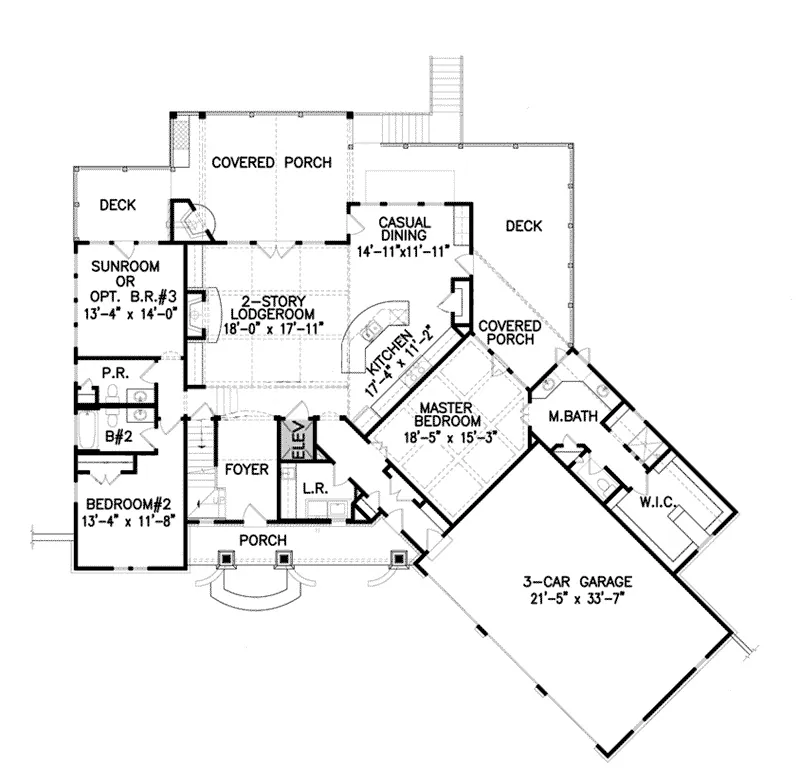 Mountain House Plan First Floor - 056D-0118 - Shop House Plans and More
