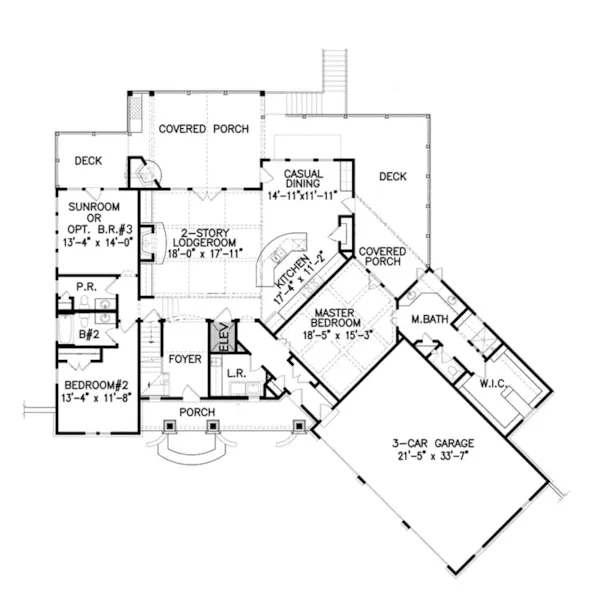 Rustic House Plan First Floor - Branford Lane Craftsman Home 056D-0118 - Shop House Plans and More