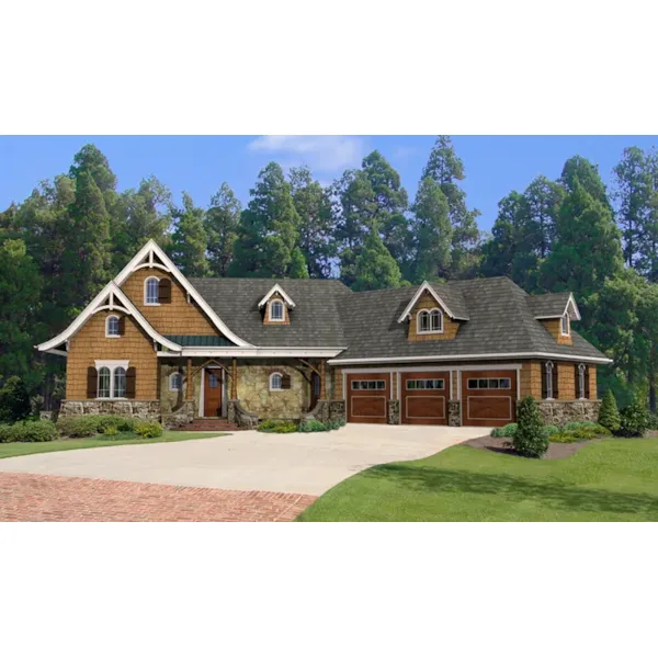 Rustic House Plan Front of Home - Branford Lane Craftsman Home 056D-0118 - Shop House Plans and More