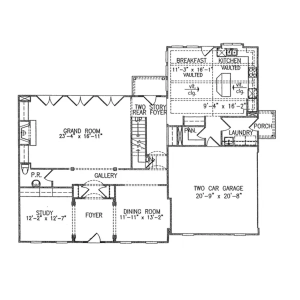 Early American House Plan First Floor - Belleview Acres Southern Home 056D-0119 - Shop House Plans and More