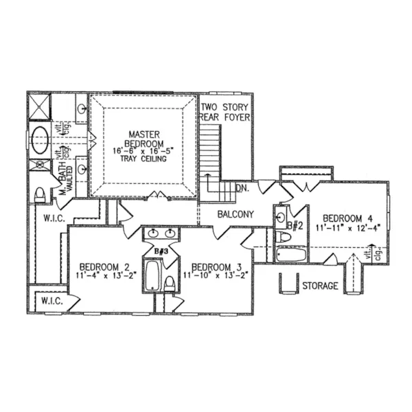 Early American House Plan Second Floor - Belleview Acres Southern Home 056D-0119 - Shop House Plans and More