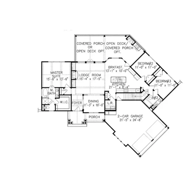 Rustic House Plan First Floor - Conover Hill Rustic Home 056D-0120 - Shop House Plans and More