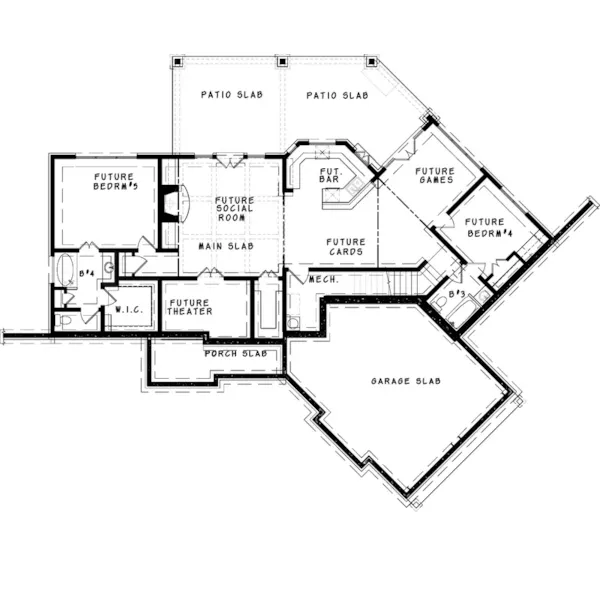 Rustic House Plan Lower Level Floor - Conover Hill Rustic Home 056D-0120 - Shop House Plans and More