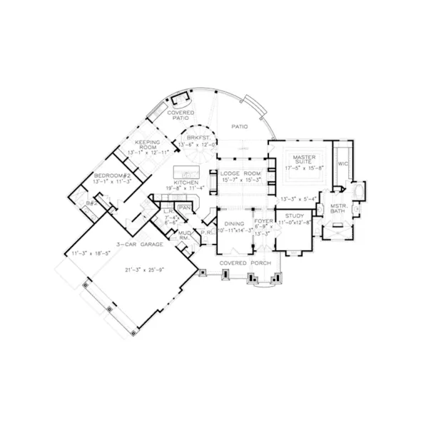 Mountain House Plan First Floor - Florence Lane Craftsman Home 056D-0121 - Shop House Plans and More