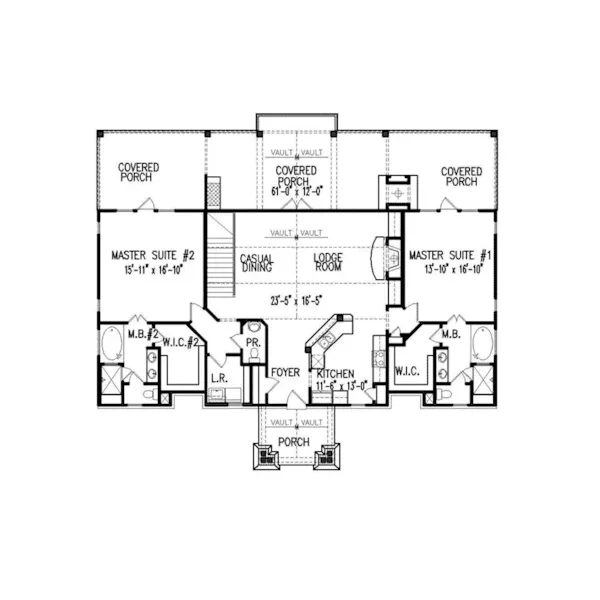 Traditional House Plan First Floor - Kenworth Bay Rustic Home 056D-0124 - Shop House Plans and More