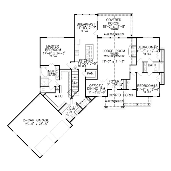 Craftsman House Plan First Floor - Painter Hill Craftsman Home 056D-0127 - Shop House Plans and More