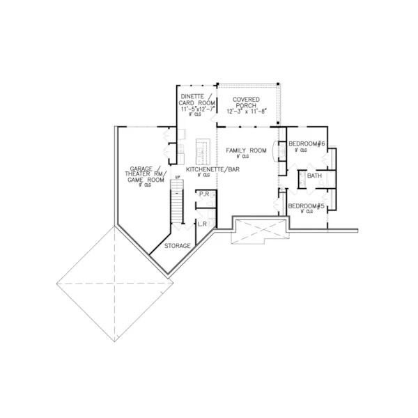 Craftsman House Plan Lower Level Floor - Painter Hill Craftsman Home 056D-0127 - Shop House Plans and More