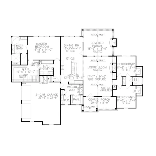 Ranch House Plan First Floor - Toppell Modern Farmhouse 056D-0130 - Shop House Plans and More